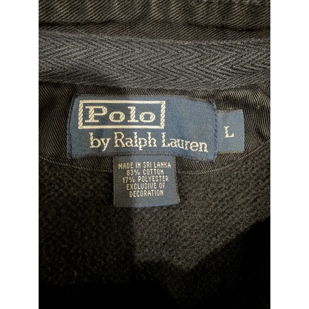 Polo Ralph Lauren Men Large Long Sleeve Polo Shirt Cotton Big Pony Black
